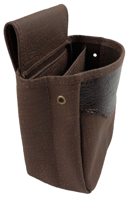 (image for) Brown Crocodile Belly & Cape Buffalo Shotgun Shell Belt Double Pouch